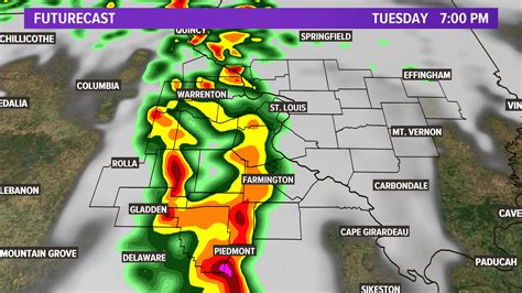 Severe storms expected south of St. Louis Monday